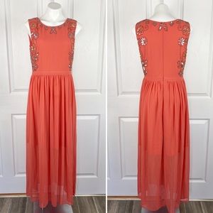 Frock and Frill Coral Sleeveless Maxi Dress 12